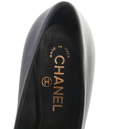 Chanel Lambskin Grosgrain Cap Toe CC Pumps 37.5 Black 6 of 9
