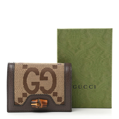 Gucci Monogram Jumbo GG Textured Dollar Calfskin Diana Card Case Wallet Camel Ebony New Acero 8 of 8