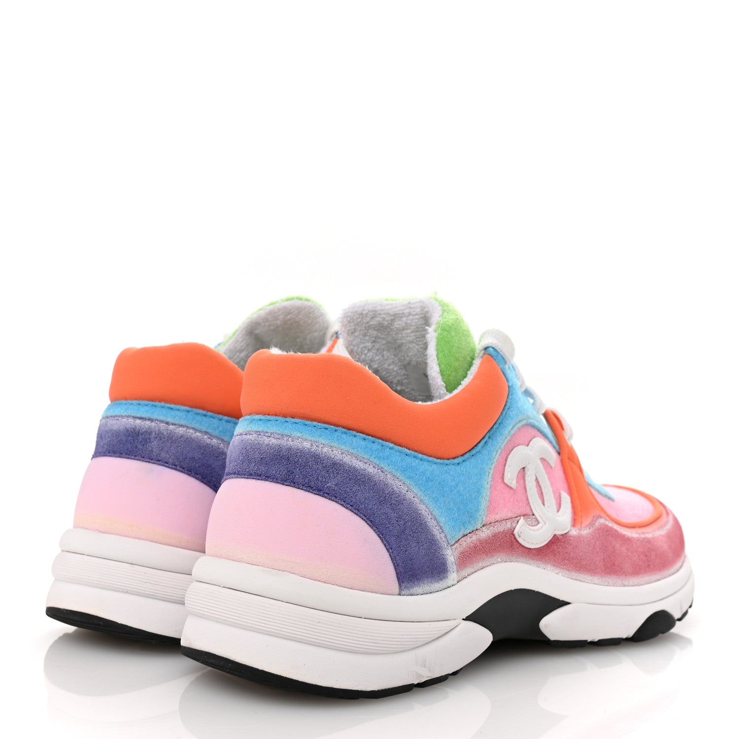 Chanel Fabric Suede Calfskin CC Sneakers 39 White Multicolor 5 of 8