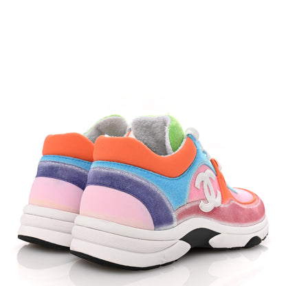 Chanel Fabric Suede Calfskin CC Sneakers 39 White Multicolor 5 of 8