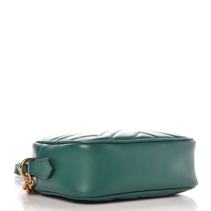 Gucci Calfskin Matelasse Mini GG Marmont Chain Shoulder Bag Emerald Green 4 of 7