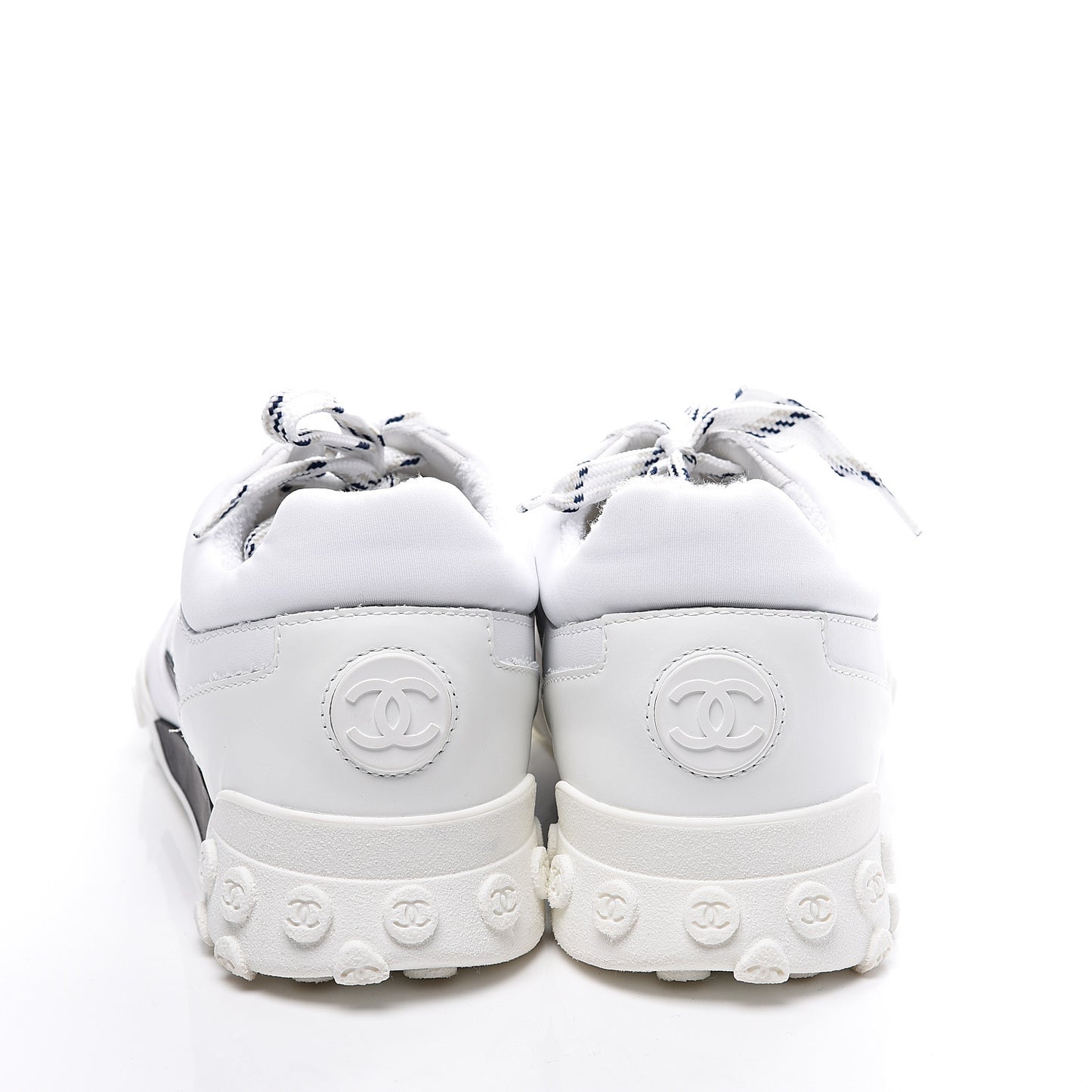 Calfskin Mesh Lycra Womens Logo Sneakers 38.5 White
