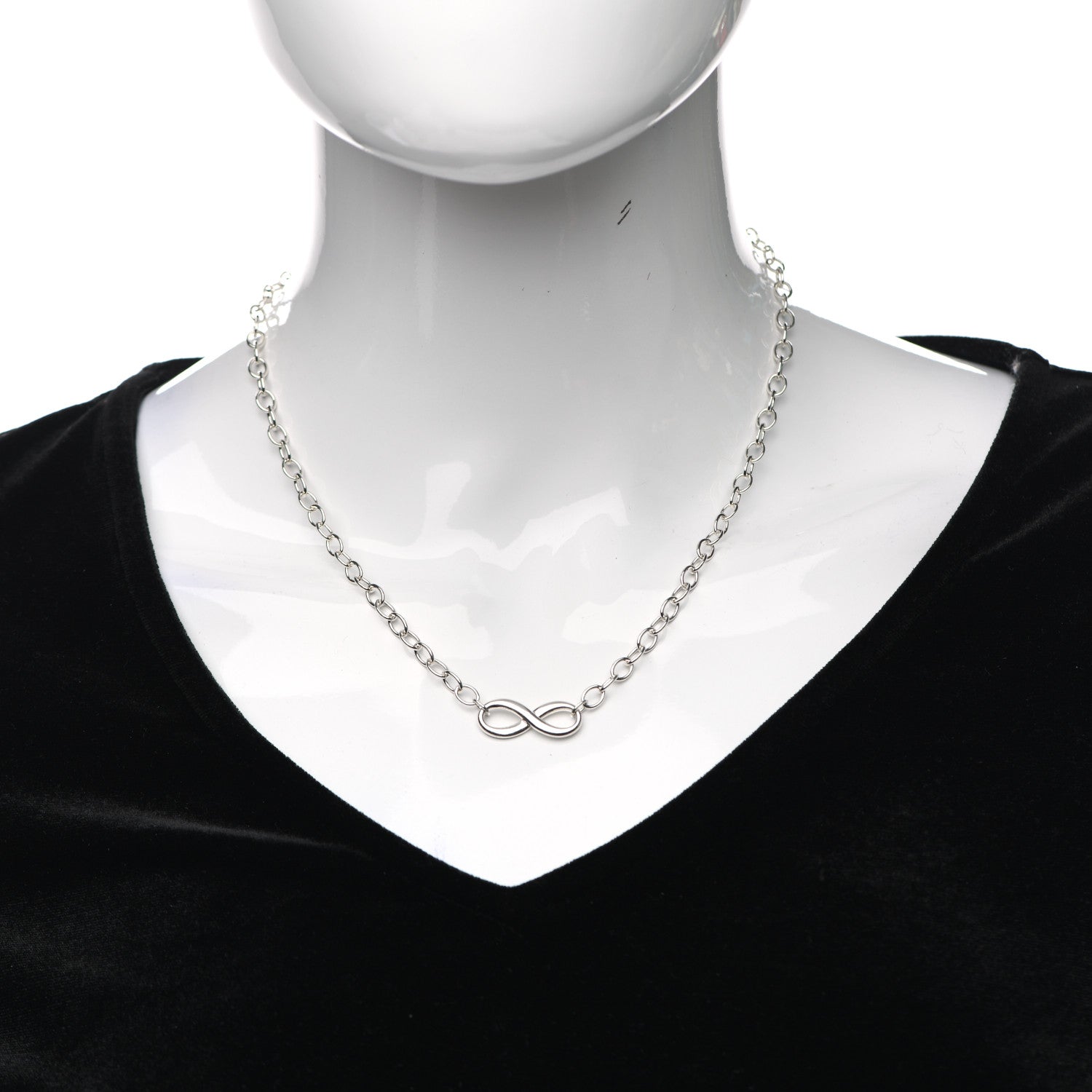 Tiffany Sterling Silver Narrow Infinity Link Necklace 2 of 4