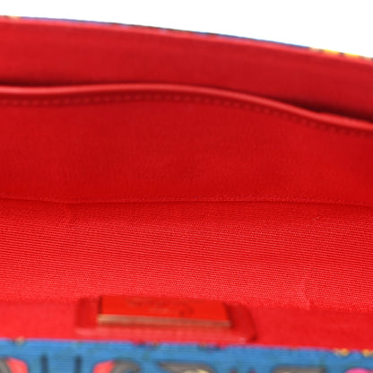 Christian Louboutin Cotton Canvas Afri Loubi Print Loubibow Clutch Blue 5 of 10