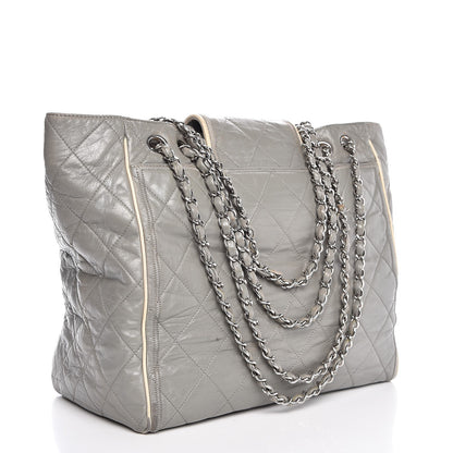 Chanel Glazed Lambskin Quilted Large North South Tote Grey 3 of 15