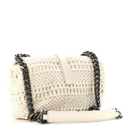 Saint Laurent Calfskin Crochet Baby Monogram Chain Satchel White 3 of 13