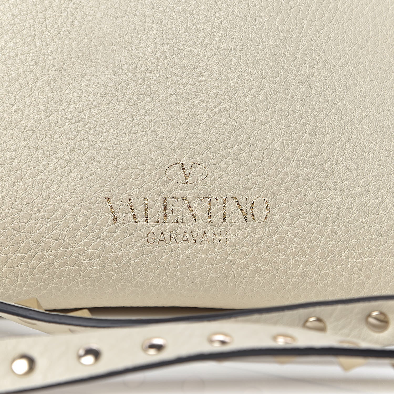 Valentino Garavani Pebbled Calfskin Rockstud Single Handle Flap Bag Light Ivory 14 of 15