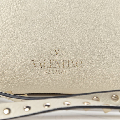 Valentino Garavani Pebbled Calfskin Rockstud Single Handle Flap Bag Light Ivory 14 of 15