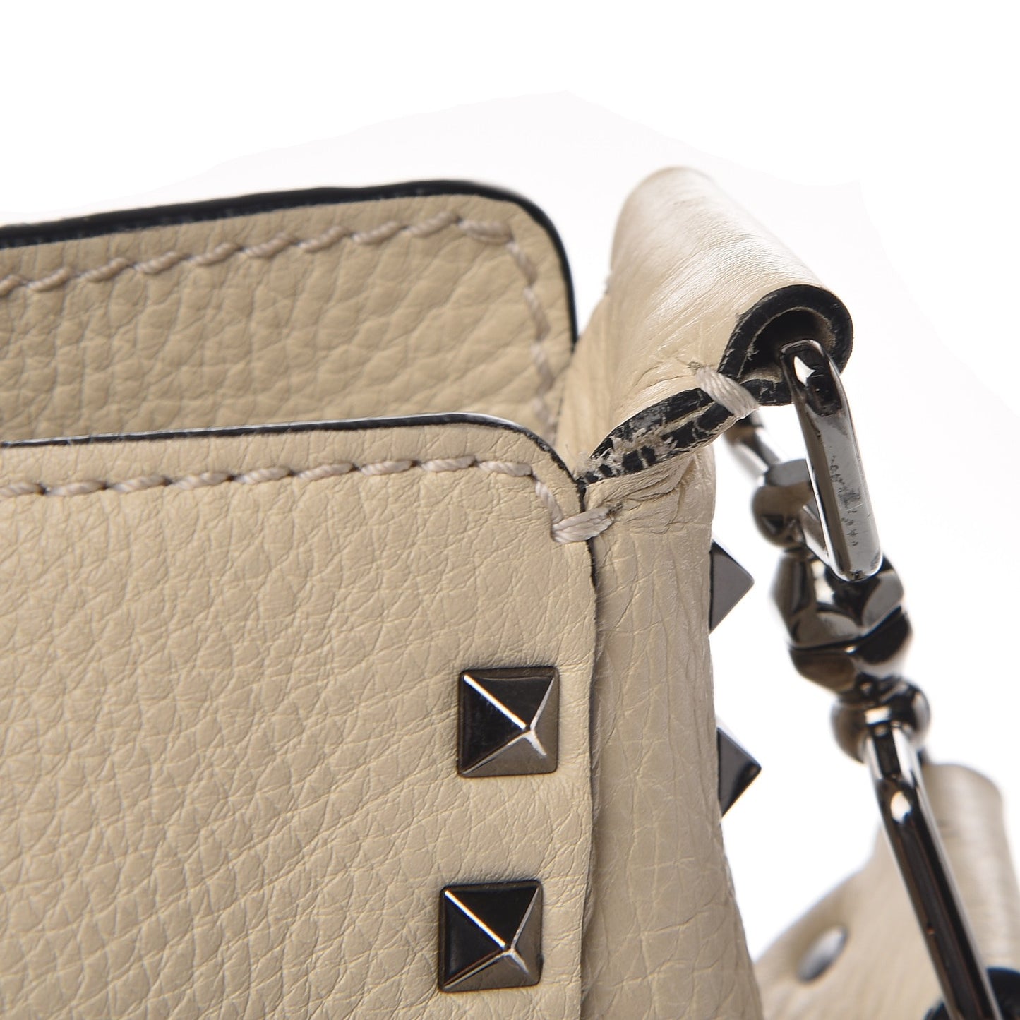 Pebbled Calfskin Small Rockstud Flip-Lock Messenger Bag Light Ivory