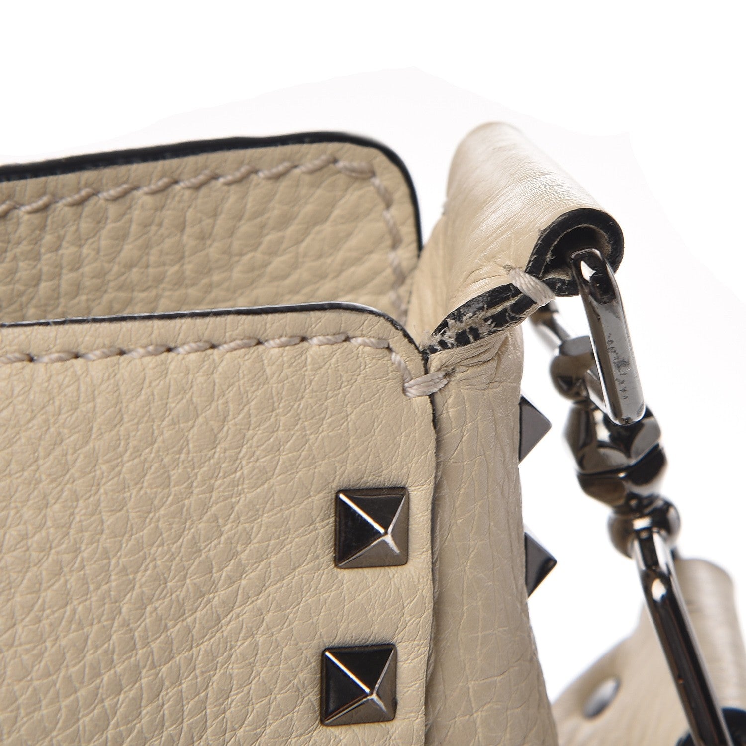 Valentino Garavani Pebbled Calfskin Small Rockstud Flip-Lock Messenger Bag Light Ivory 9 of 12