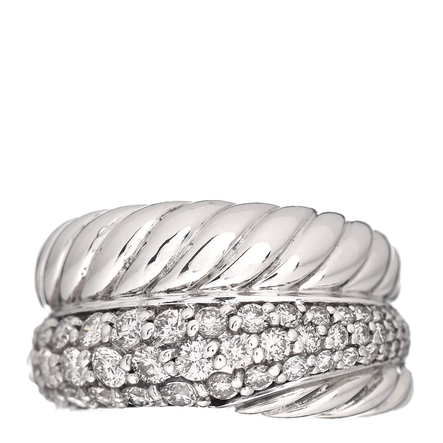 Sterling Silver Diamond Thoroughbred Cable Wrap Ring 54 7