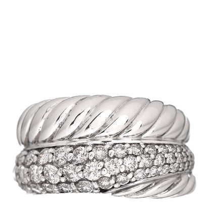 David Yurman Sterling Silver Diamond Thoroughbred Cable Wrap Ring 54 7 1 of 5