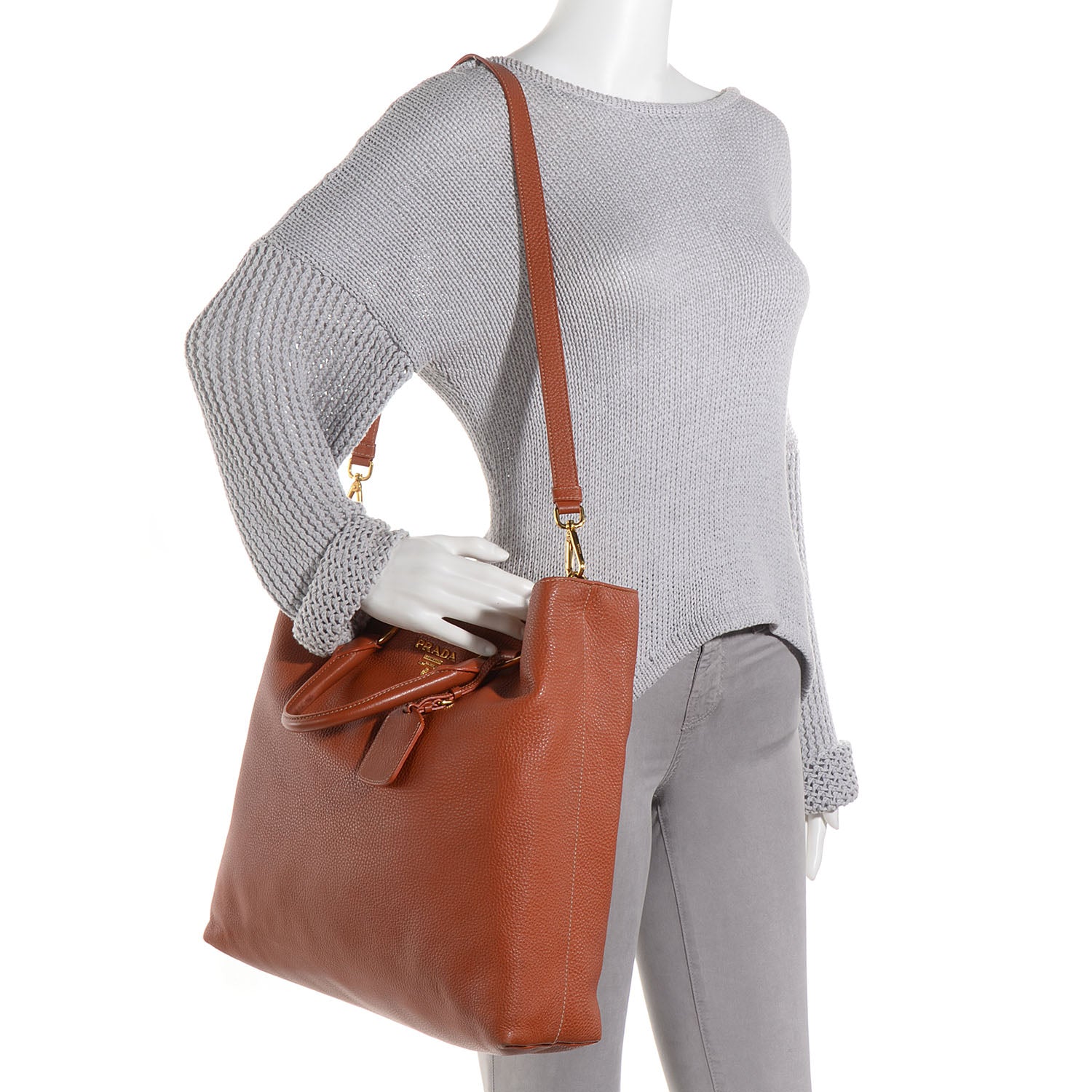 Prada Vitello Daino Shopping Tote Rame 2 of 10