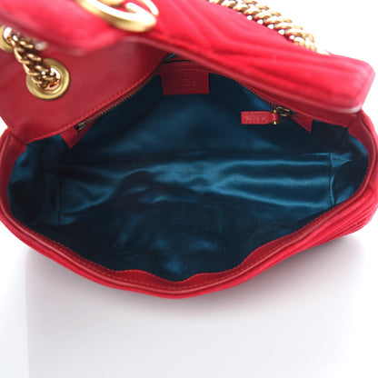 Gucci Velvet Matelasse Small GG Marmont Shoulder Bag Hibiscus Red 5 of 21