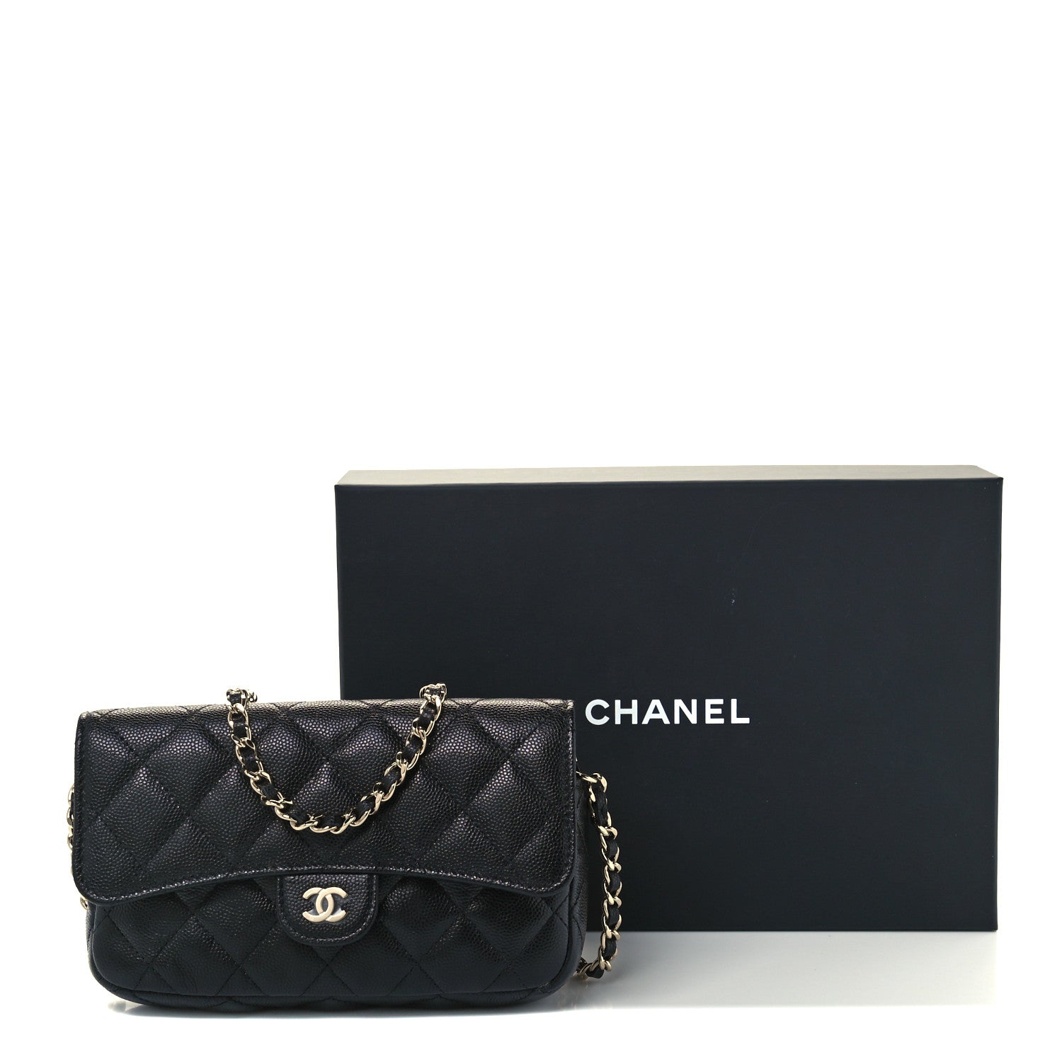 Chanel Caviar Quilted Flap Phone Holder With Chain Black 13 of 13
