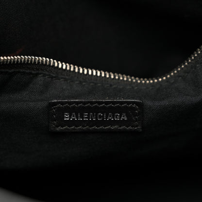 Balenciaga Canvas Satin Calfskin Diagonal Allover Logo Print Classic Silver Hardware S City Black White 7 of 12