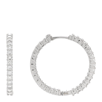 Roberto Coin 18K White Gold Diamond 1.53ctw Small Inside Outside Hoop Earrings 1 of 4