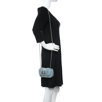 Christian Louboutin Calfskin Spikes Sweety Charity Shoulder Bag Blue 2 of 8