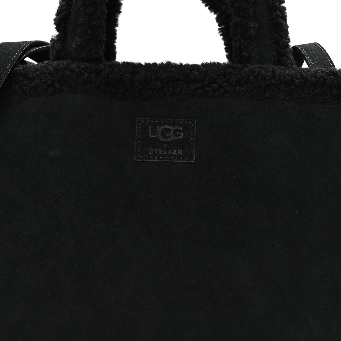 X UGG Suede Shearling Medium Shopping Bag Raw Black