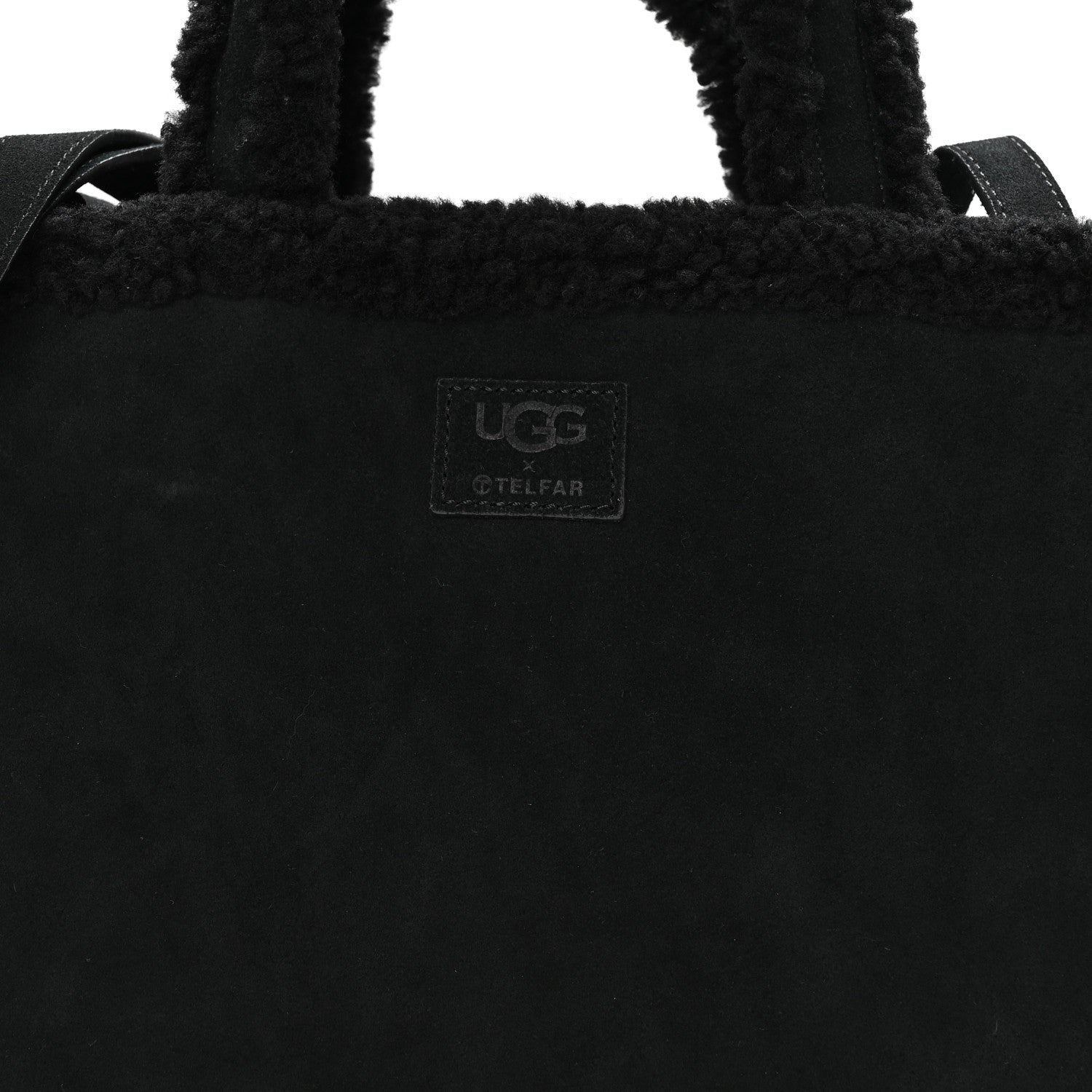 Telfar X UGG Suede Shearling Medium Shopping Bag Raw Black 9 of 11