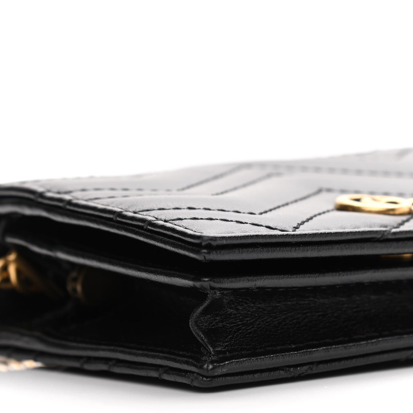 Calfskin Matelasse GG Marmont Mini Wallet On Chain Black