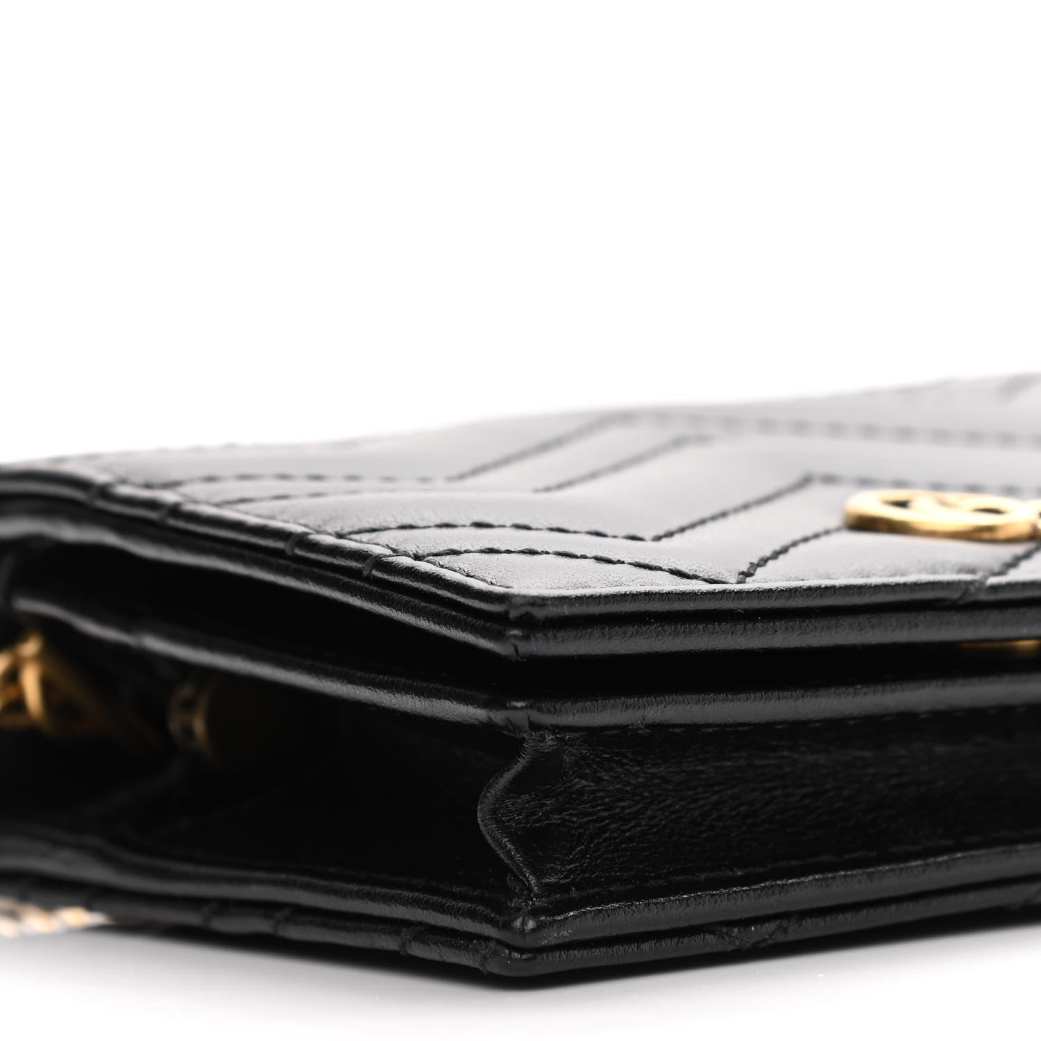 Gucci Calfskin Matelasse GG Marmont Mini Wallet On Chain Black 9 of 11