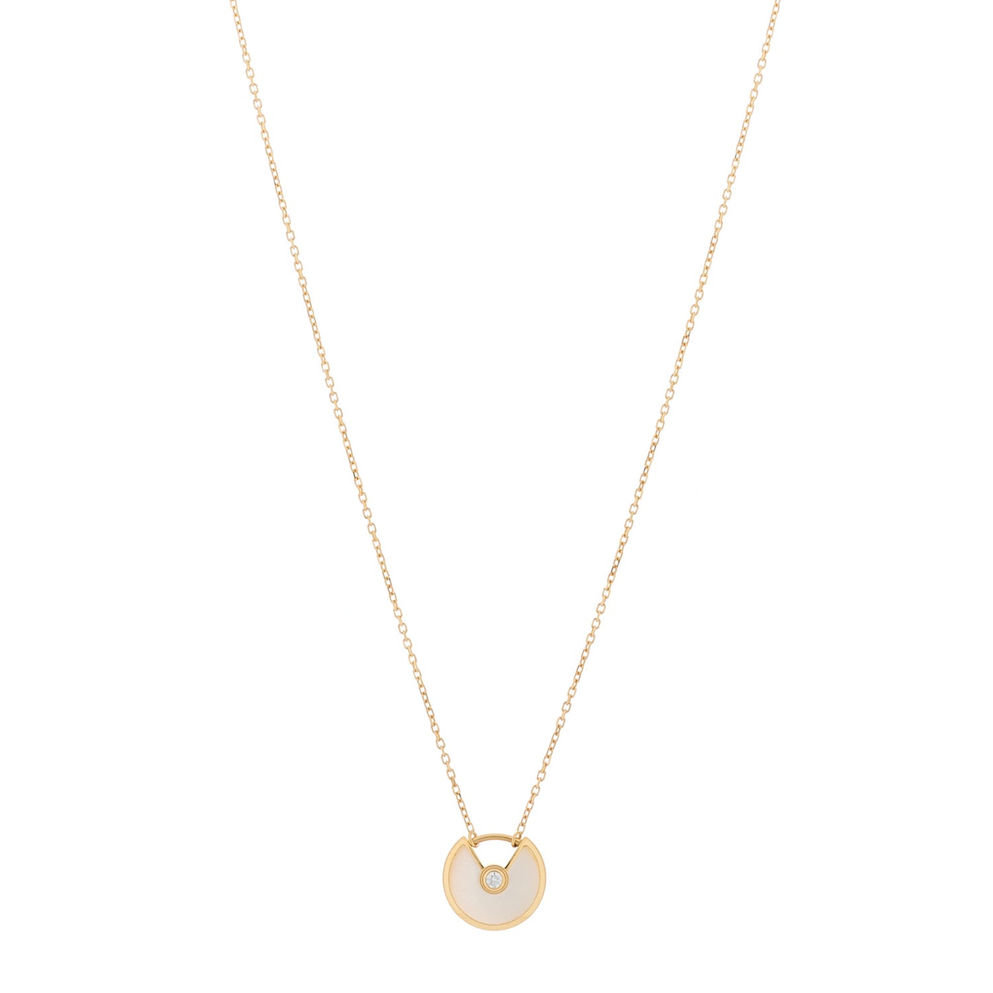 18K Yellow Gold Diamond Mother of Pearl XS Amulette de Cartier Pendant Necklace