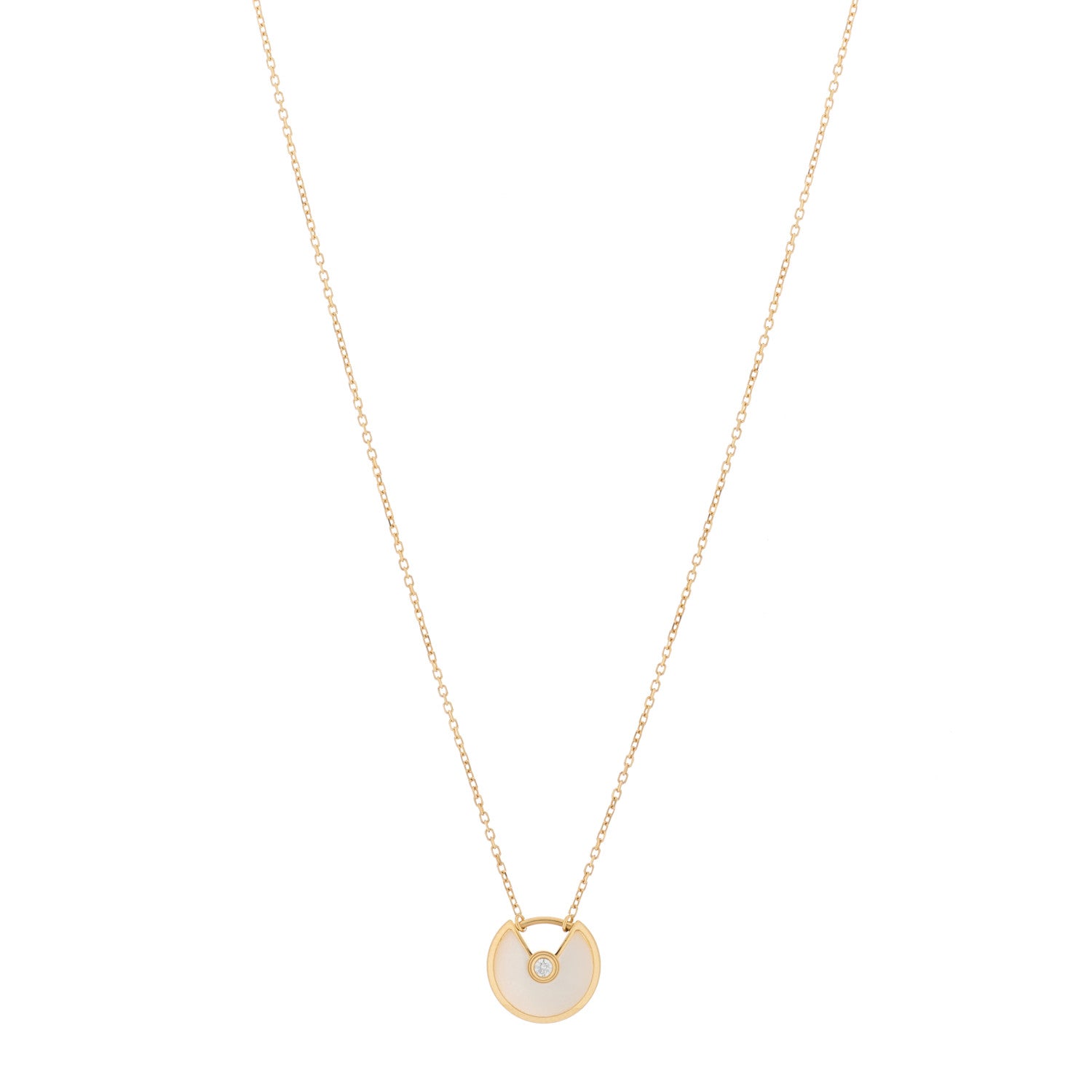 Cartier 18K Yellow Gold Diamond Mother of Pearl XS Amulette de Cartier Pendant Necklace 1 of 4