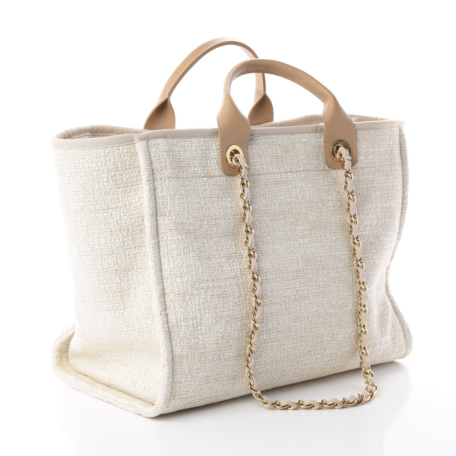 Chanel Mixed Fibers Calfskin Medium Deauville Tote Light Beige 2 of 9
