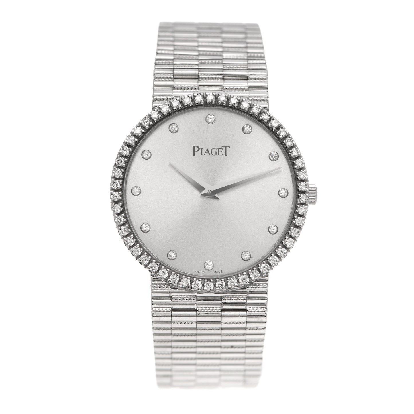 18K White Gold Diamond Bezel 32mm Mecanique Manual Winding Watch