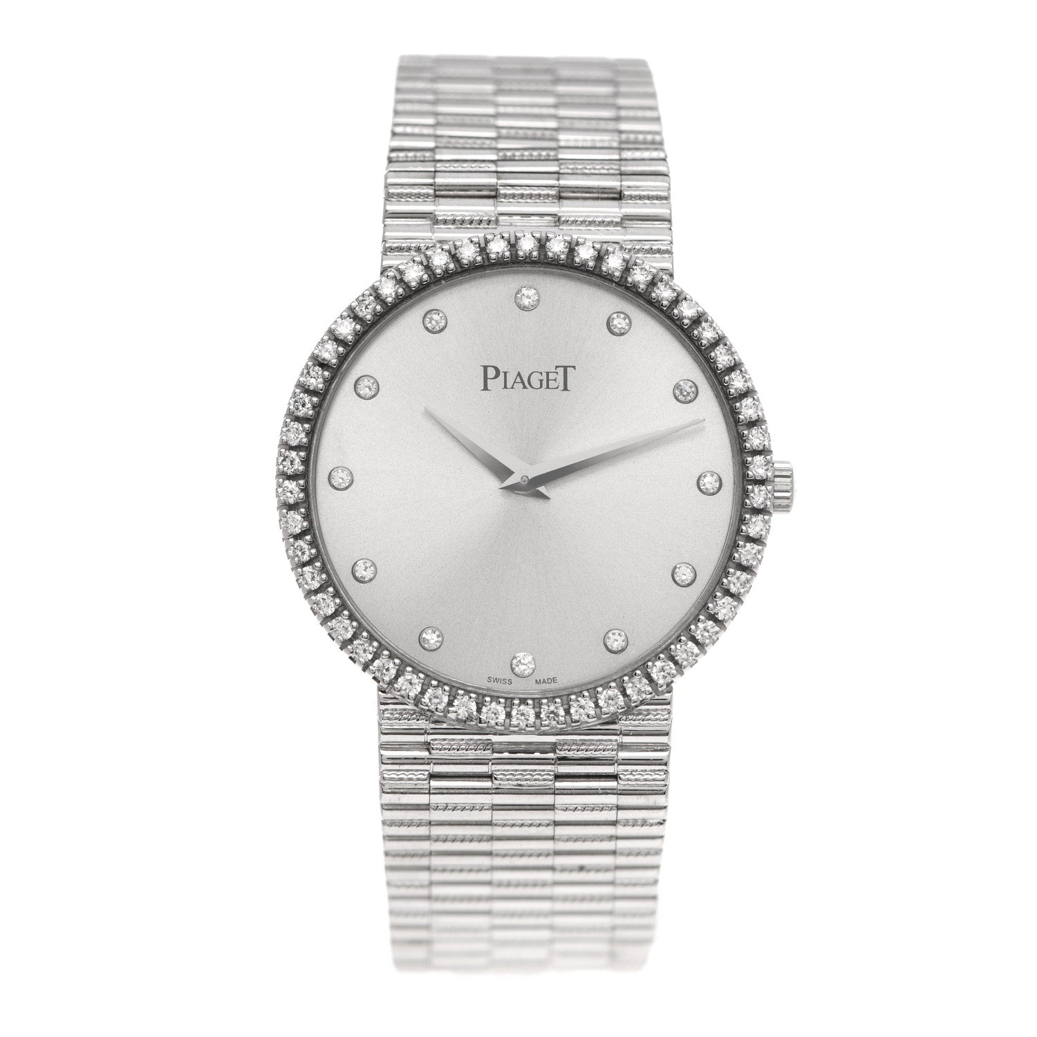 Piaget 18K White Gold Diamond Bezel 32mm Mecanique Manual Winding Watch 1 of 8
