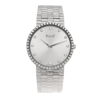 Piaget 18K White Gold Diamond Bezel 32mm Mecanique Manual Winding Watch 1 of 8