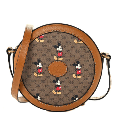 Gucci X DISNEY Mini Vintage GG Supreme Monogram Mickey Mouse Round Shoulder Bag Beige Vintage Sun Oil 1 of 12