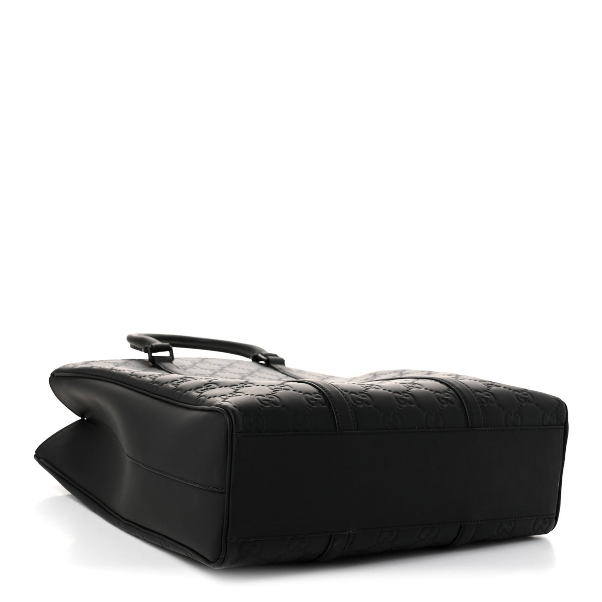 Gucci Calfskin Rubber Effect Tall Convertible Tote Black 4 of 10