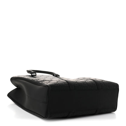 Gucci Calfskin Rubber Effect Tall Convertible Tote Black 4 of 10