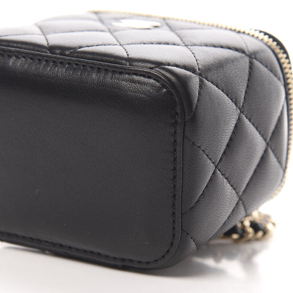 Chanel Lambskin Quilted Mini Vanity Case With Chain Black 10 of 11