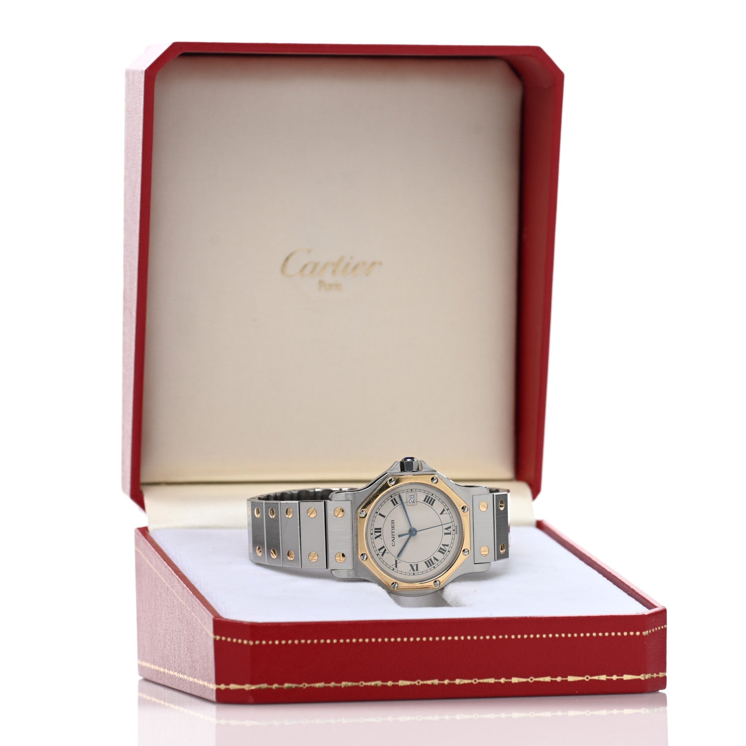 Cartier Stainless Steel 18K Yellow Gold 29mm Santos Octagon Quartz Watch 5 of 5