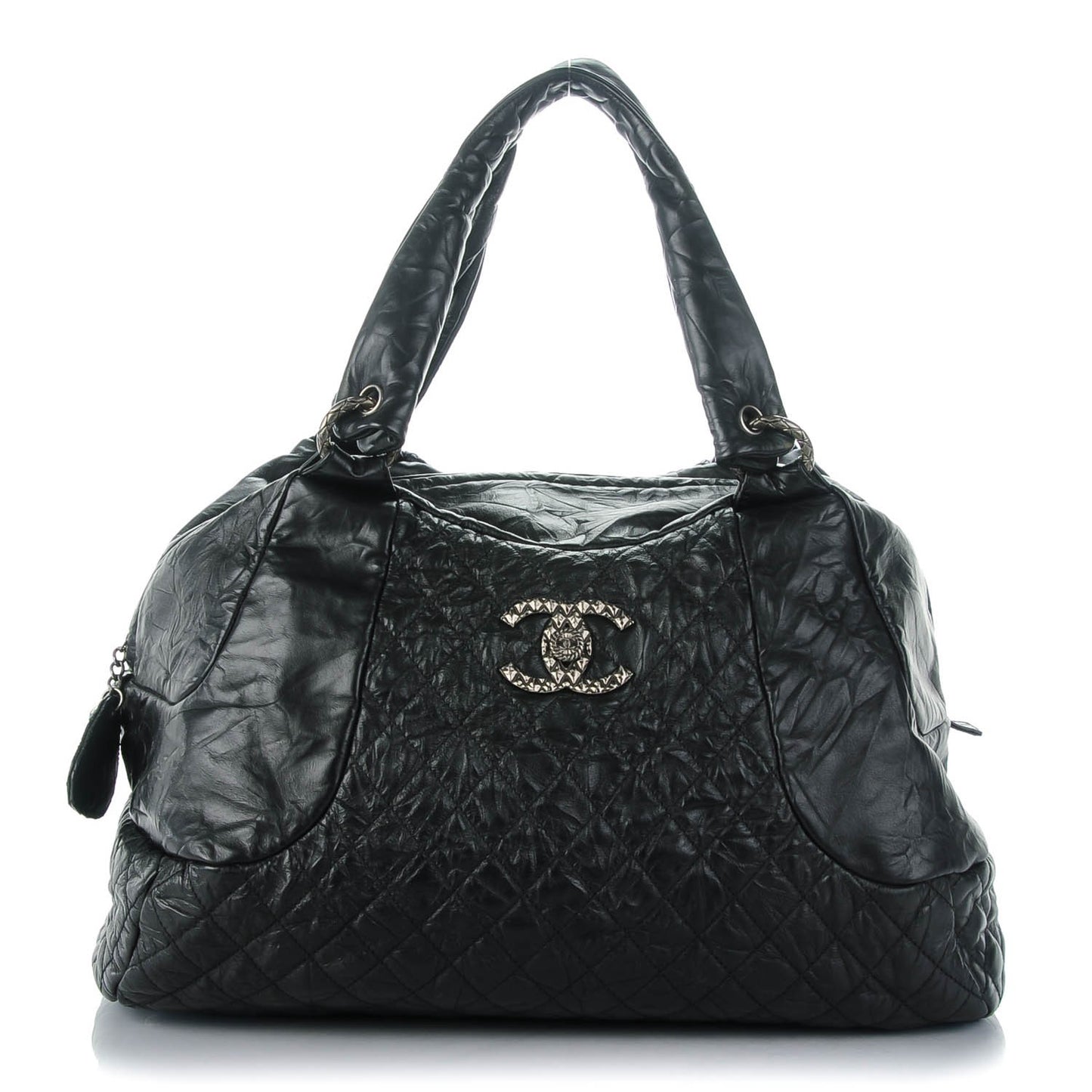 Aged Calfskin Coco Rider Bowling Bag Black