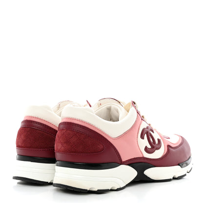 Chanel Calfskin CC Sneakers 41 Light Burgundy White Pink 4 of 12