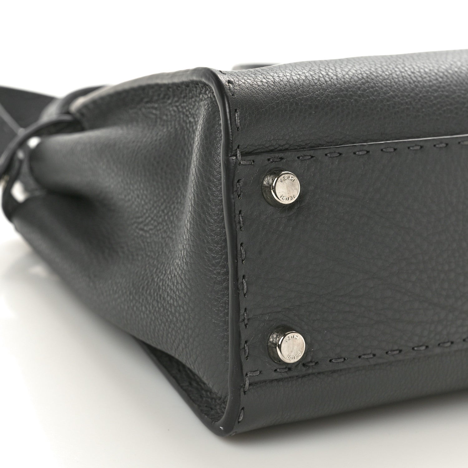 Fendi Cuoio Romano Selleria Bi-Color Medium Peekaboo Iconic Satchel Asfalto Latte 9 of 10
