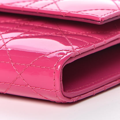 Christian Dior Patent Cannage Rendezvous Chain Wallet Magenta 9 of 11