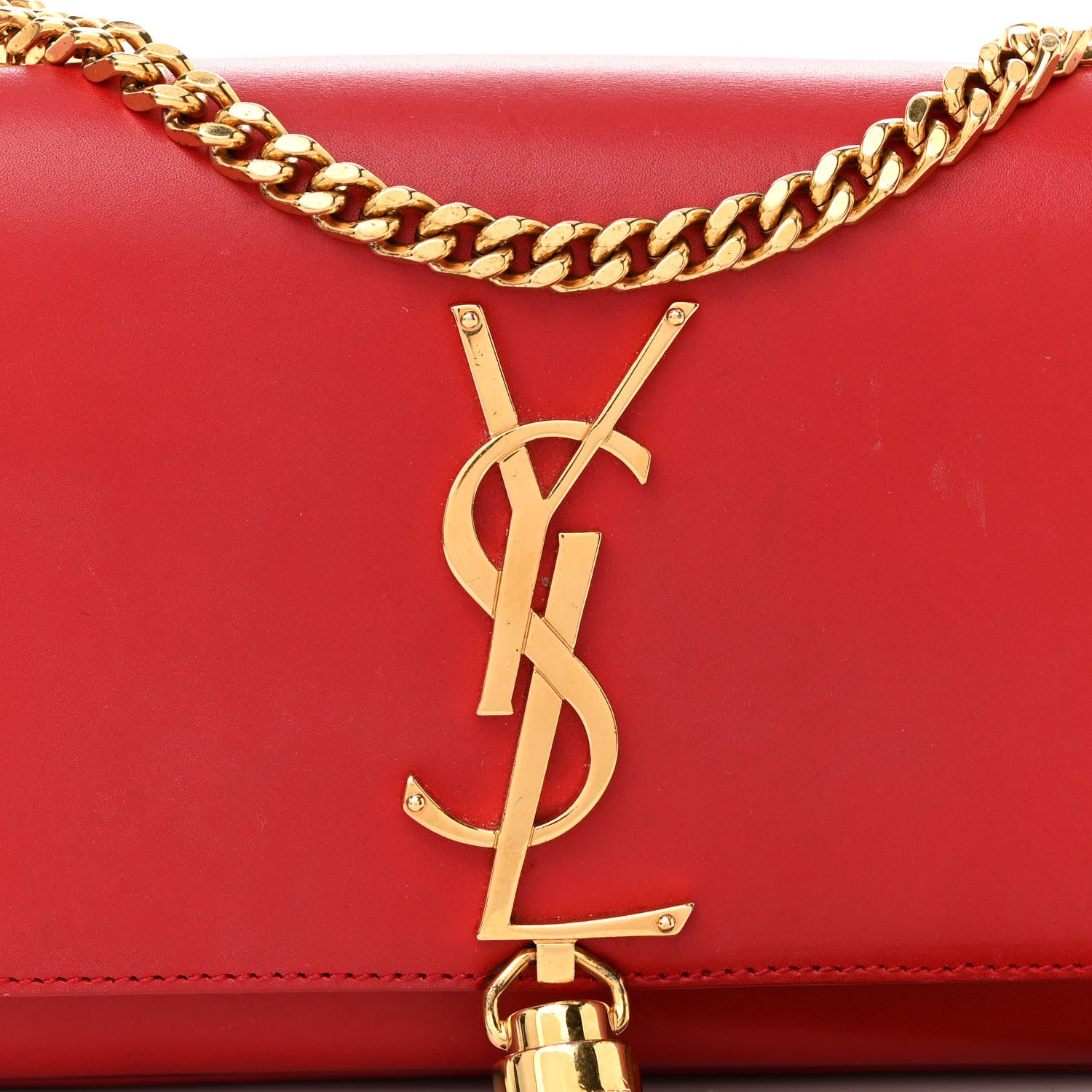 Saint Laurent Calfskin Small Classic Monogram Kate Tassel Satchel Red 8 of 12