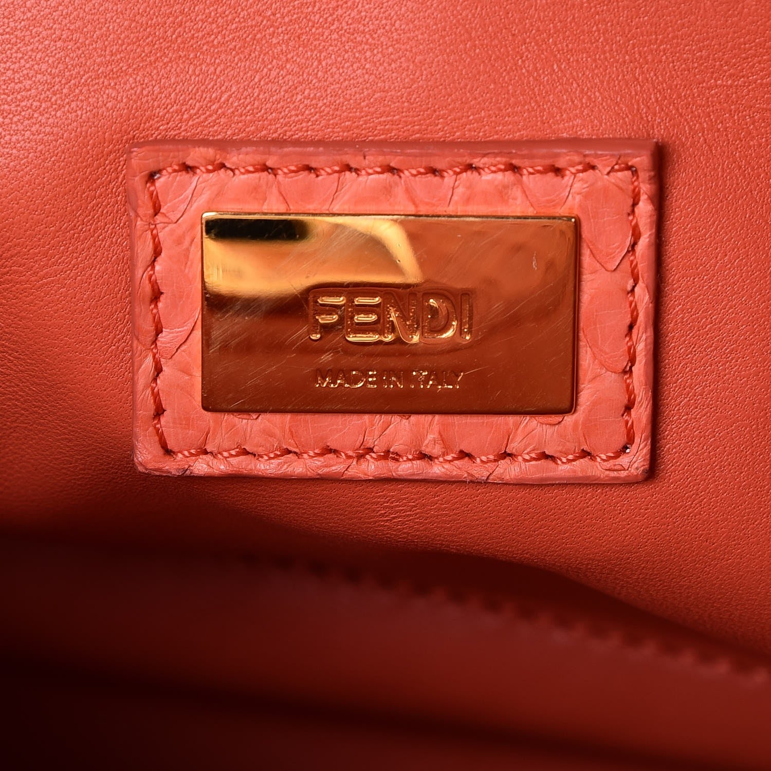 Fendi Python Mini Peekaboo Iconic Satchel Coral 7 of 8