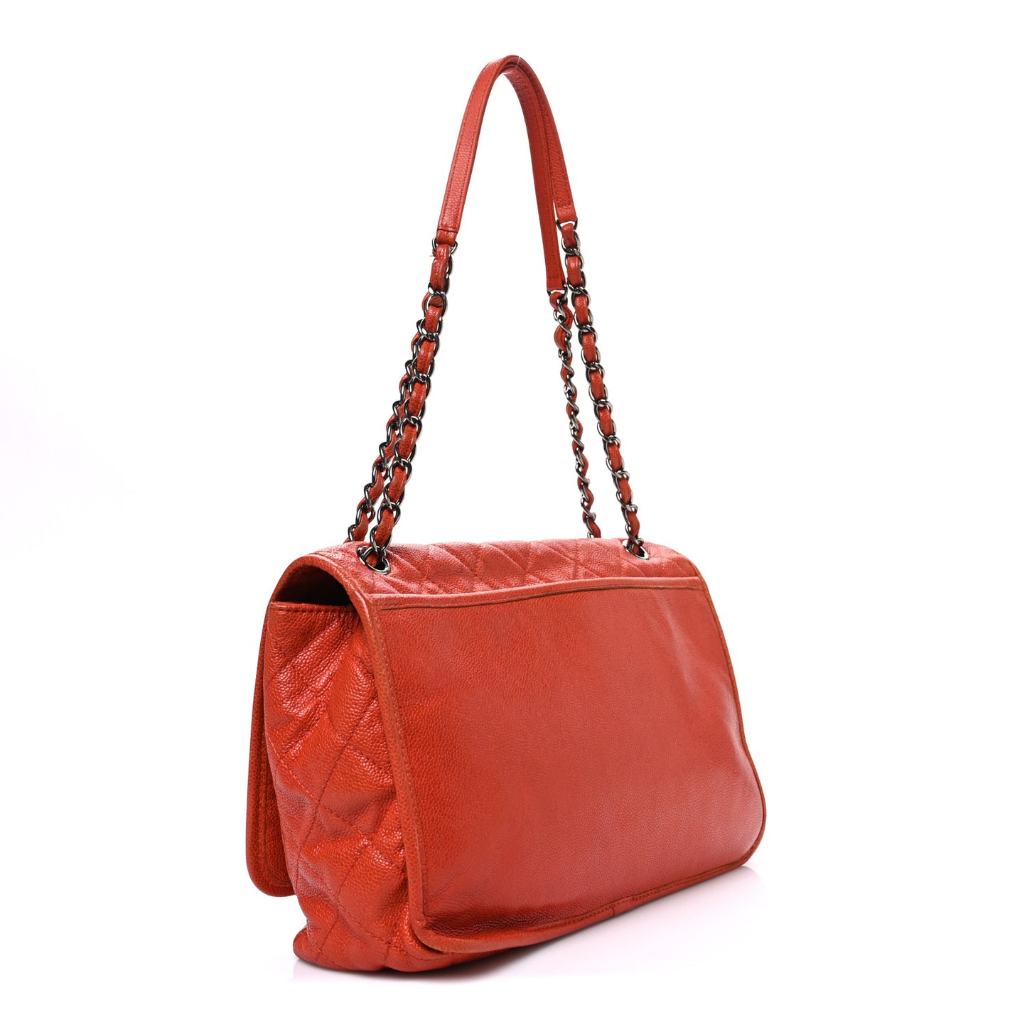 Grained Calfskin Large Natural Beauty Flap Orange