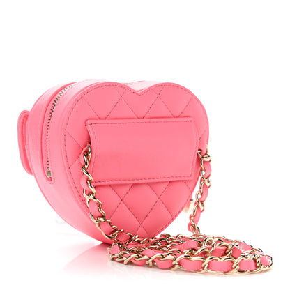 Chanel Lambskin Quilted CC In Love Heart Waist Belt Bag With Chain Pink 3 of 11