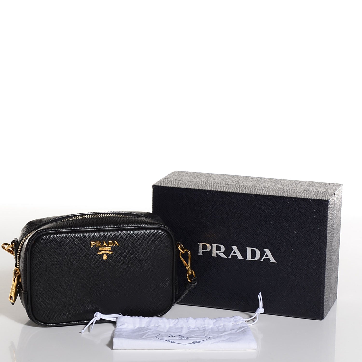 Prada Saffiano Mini Camera Crossbody Bag Nero Black 12 of 12