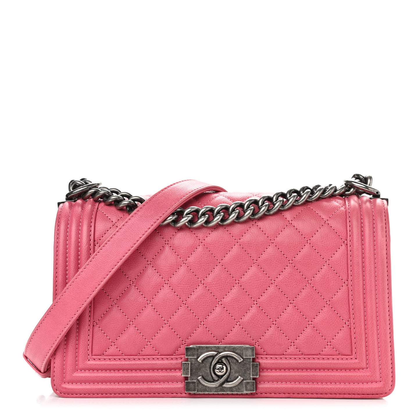 Calfskin Quilted Medium Boy Flap Pink