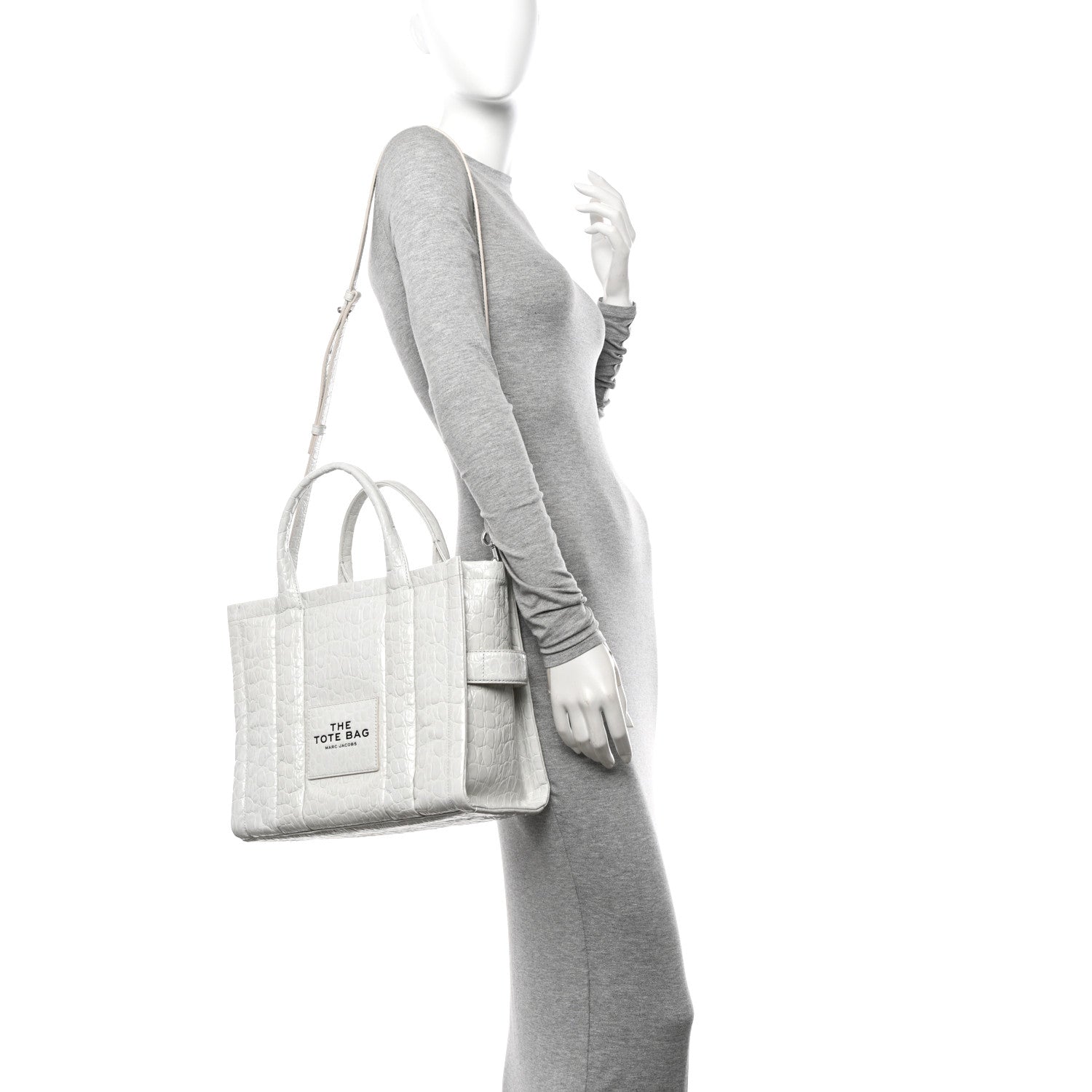 Marc Jacobs Croc Embossed Medium The Tote Bag Ivory 2 of 10