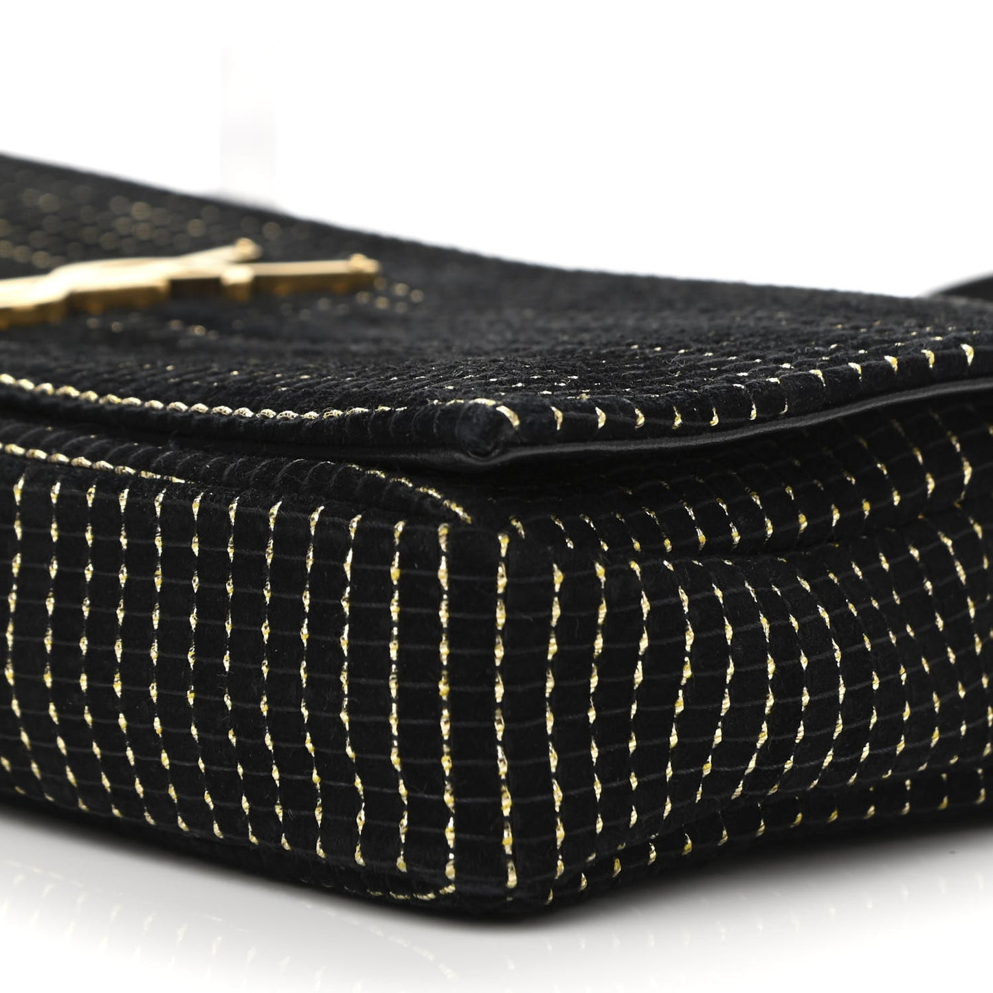 Suede Contrast Stitching Monogram Kate 99 Black