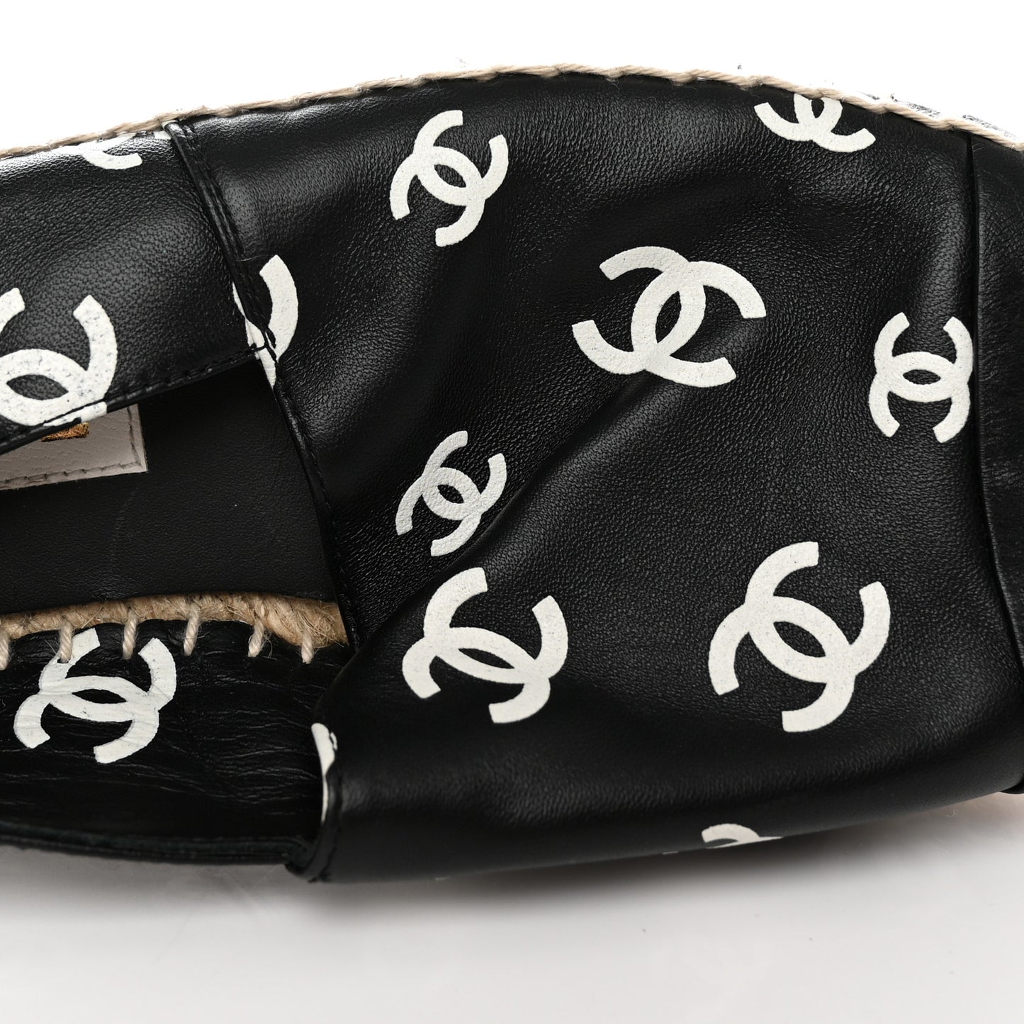 Lambskin Printed CC Espadrilles 38 Black White